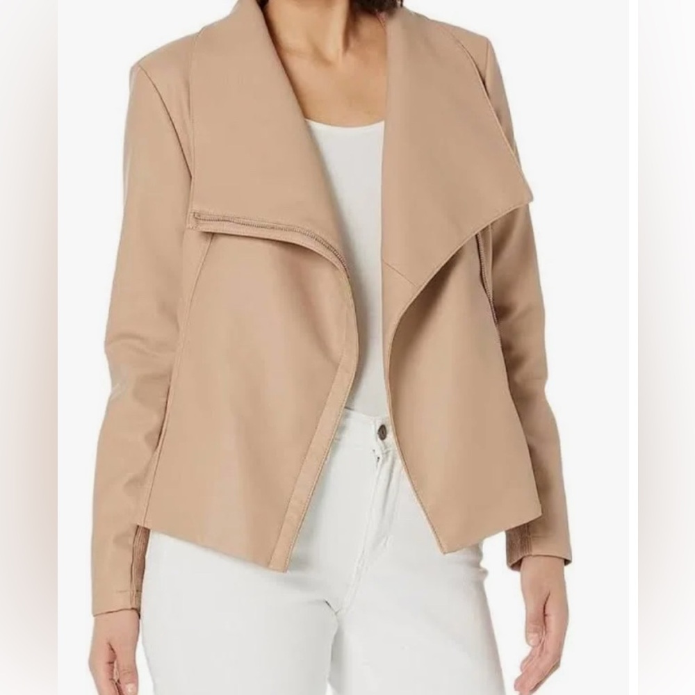 BB Dakota Steve Madden beige faux leather asymmetrical jacket (S)